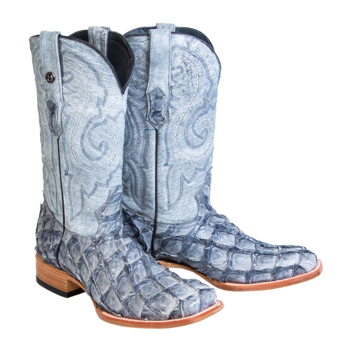 Tanner Mark Men's Genuine Monster Fish Square Toe Boots Blue TMX201320 - Tanner Mark Boots