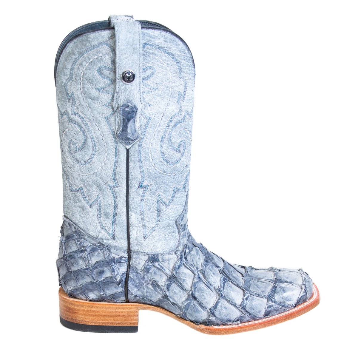 Tanner Mark Men's Genuine Monster Fish Square Toe Boots Blue TMX201320 - Tanner Mark Boots