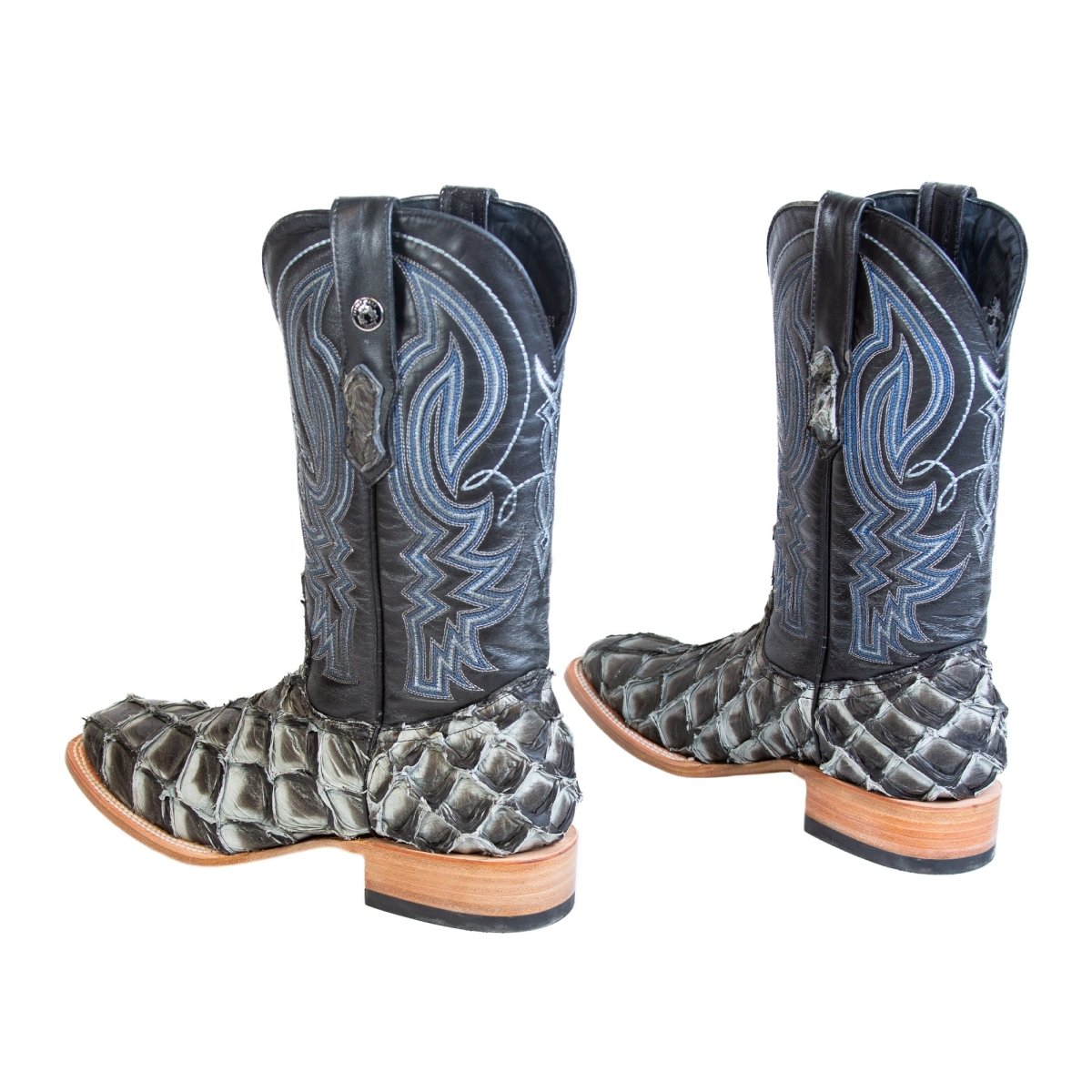 Tanner Mark Men's Genuine Monster Fish Square Toe Boots Blue TMX201330 - Tanner Mark Boots
