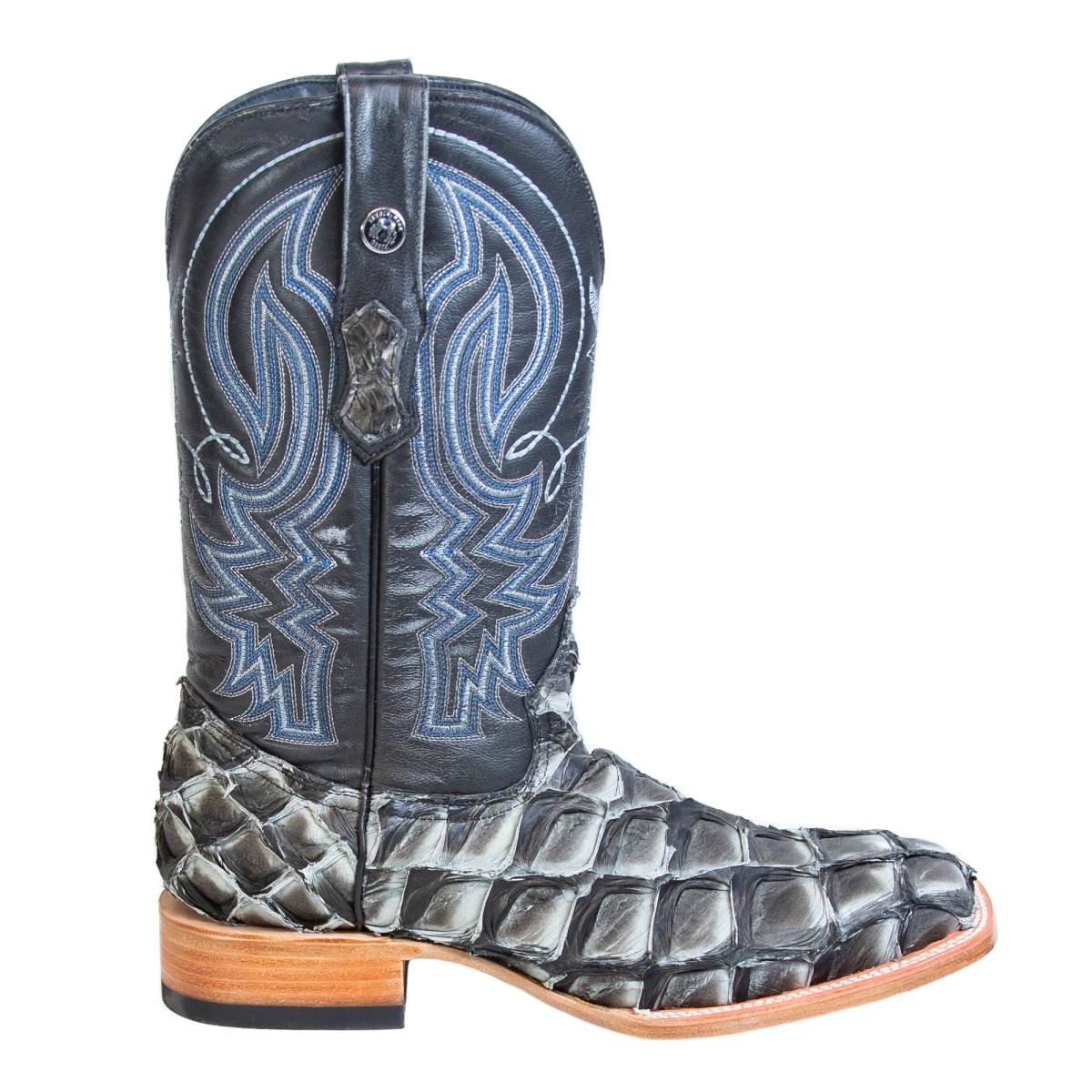 Tanner Mark Men's Genuine Monster Fish Square Toe Boots Blue TMX201330 - Tanner Mark Boots