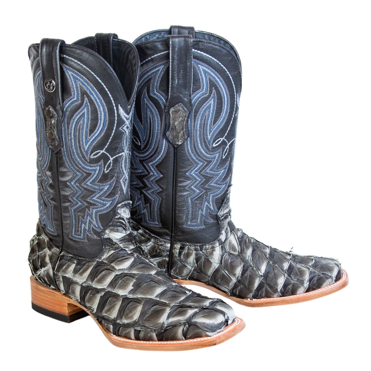 Tanner Mark Men's Genuine Monster Fish Square Toe Boots Blue TMX201330 - Tanner Mark Boots