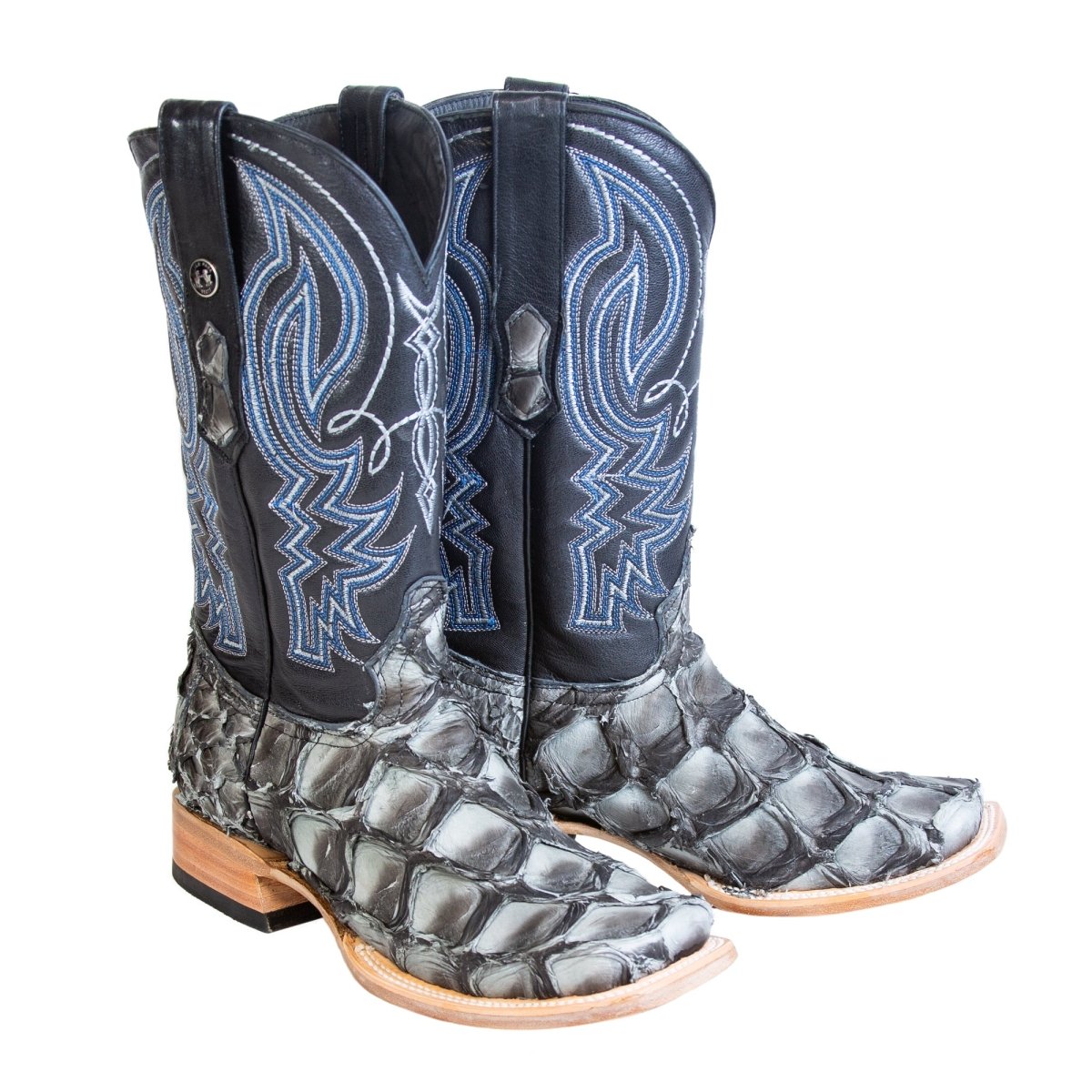 Tanner Mark Men's Genuine Monster Fish Square Toe Boots Blue TMX208146 - Tanner Mark Boots