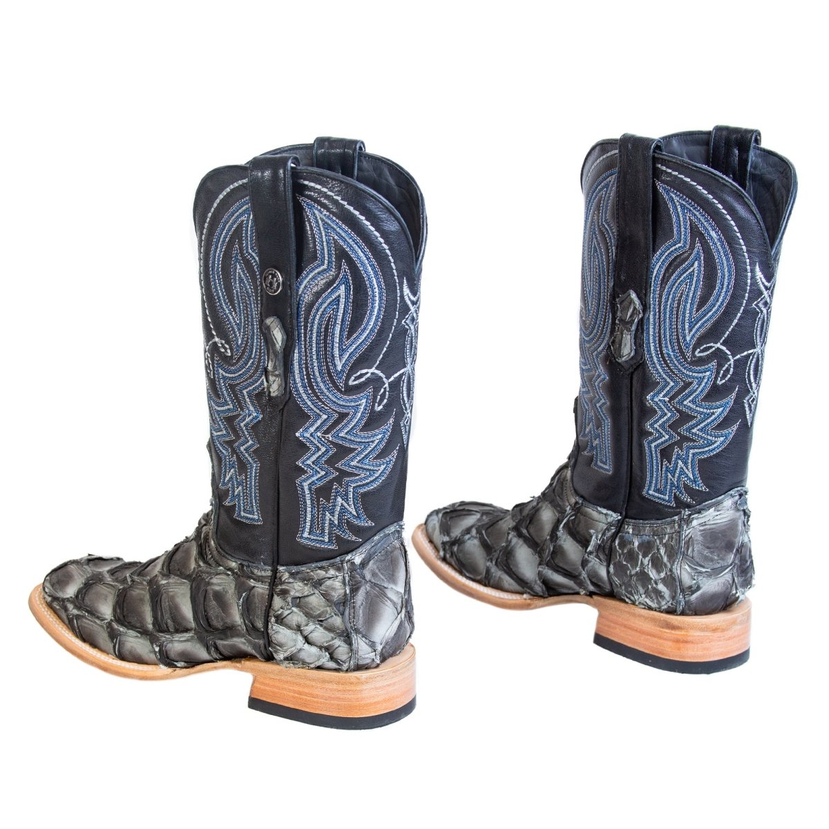 Tanner Mark Men's Genuine Monster Fish Square Toe Boots Blue TMX208146 - Tanner Mark Boots