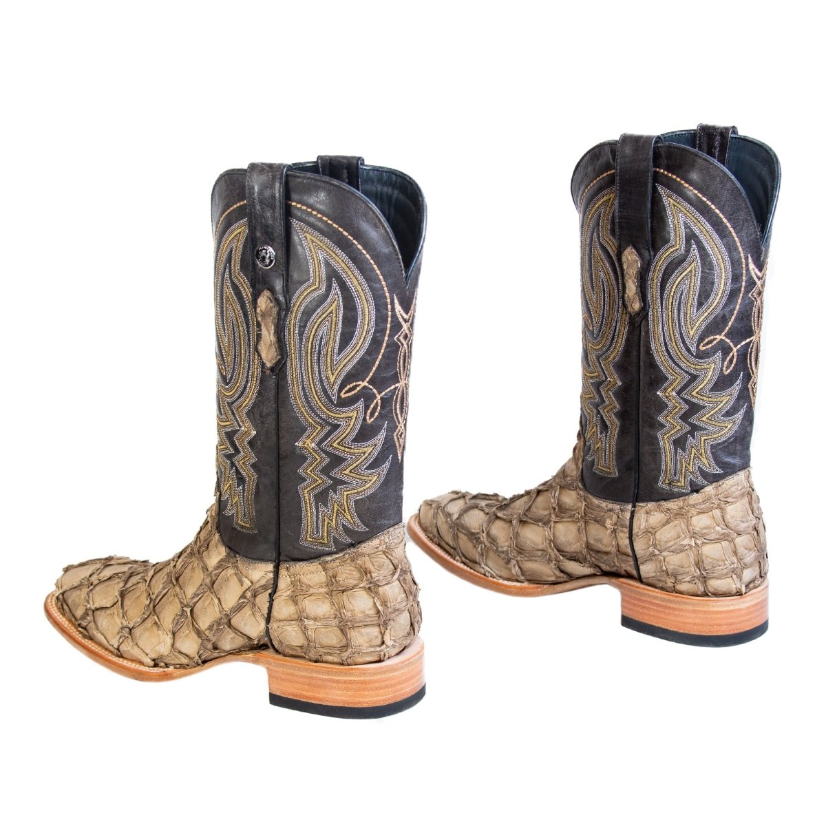 Tanner Mark Men's Genuine Monster Fish Square Toe Boots Bone TMX201321 - Tanner Mark Boots