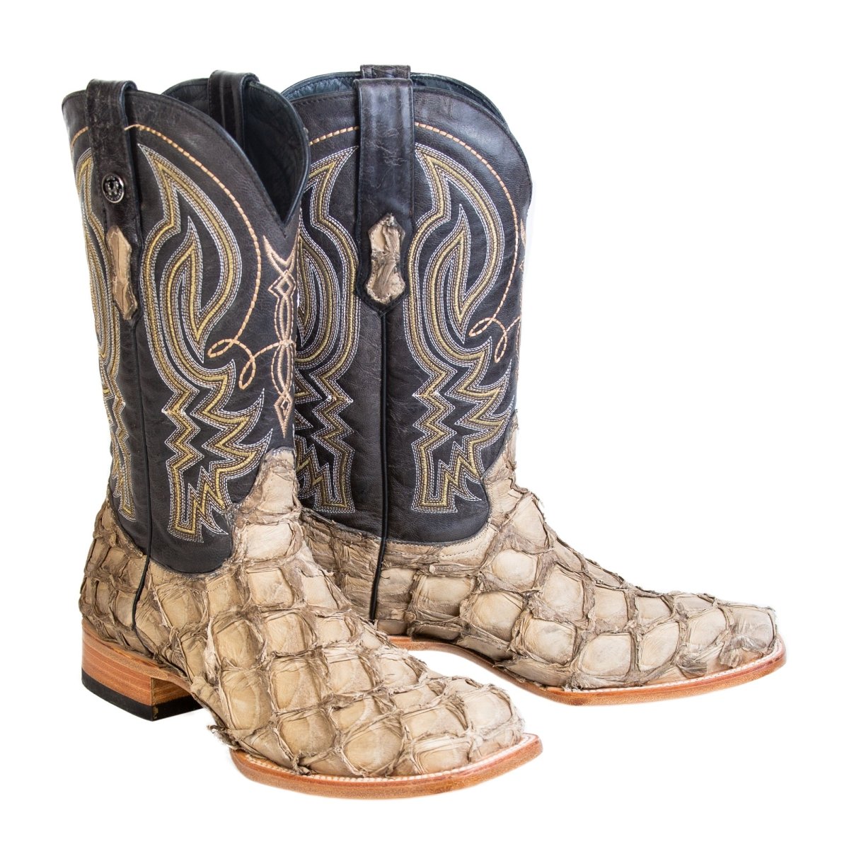 Tanner Mark Men's Genuine Monster Fish Square Toe Boots Bone TMX201321 - Tanner Mark Boots