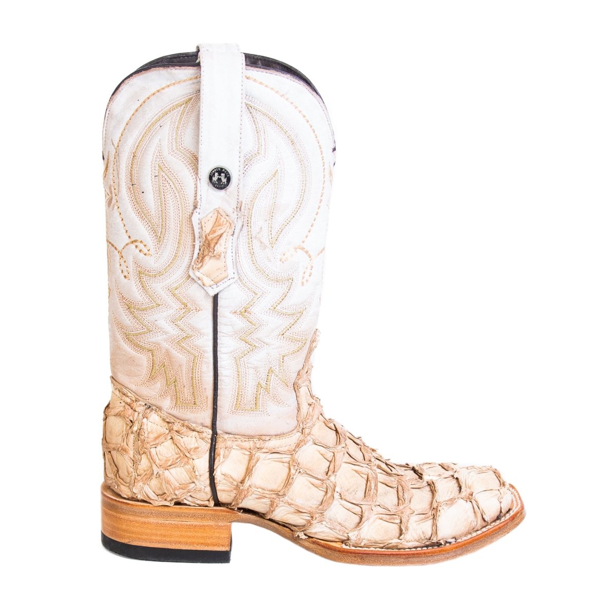 Tanner Mark Men's Genuine Monster Fish Square Toe Boots Bone TMX201332 - Tanner Mark Boots