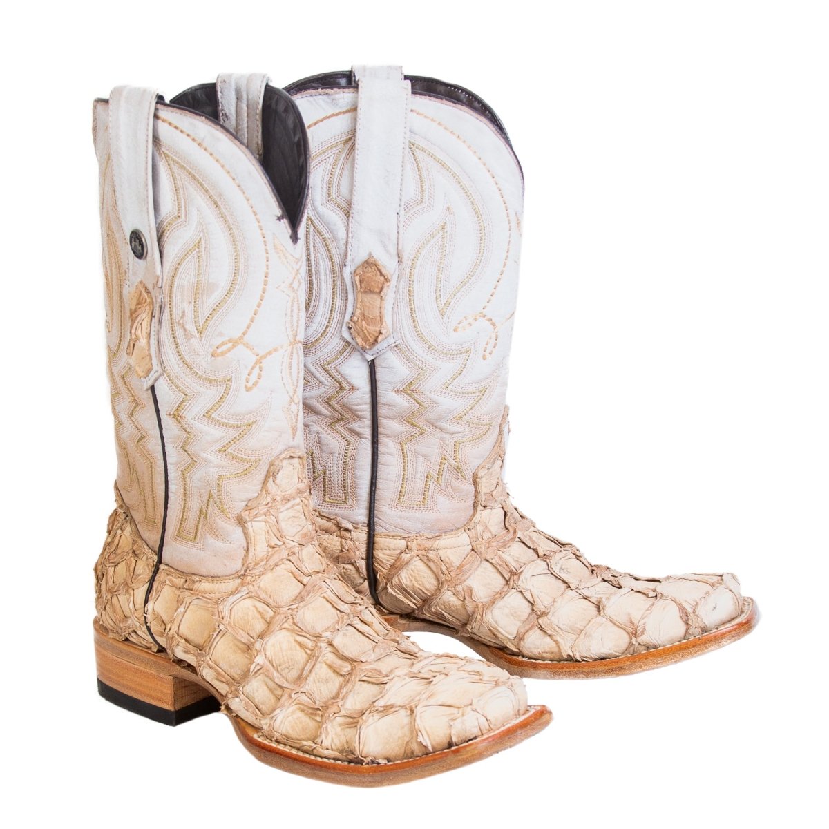 Tanner Mark Men's Genuine Monster Fish Square Toe Boots Bone TMX201332 - Tanner Mark Boots