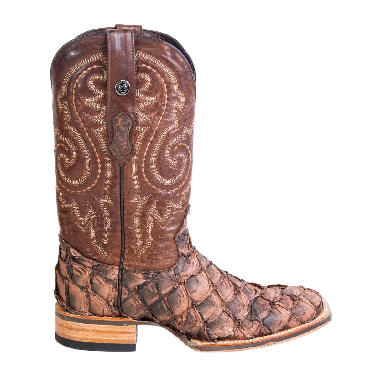 Tanner Mark Men's Genuine Monster Fish Square Toe Boots Brown TMX208060 - Tanner Mark Boots