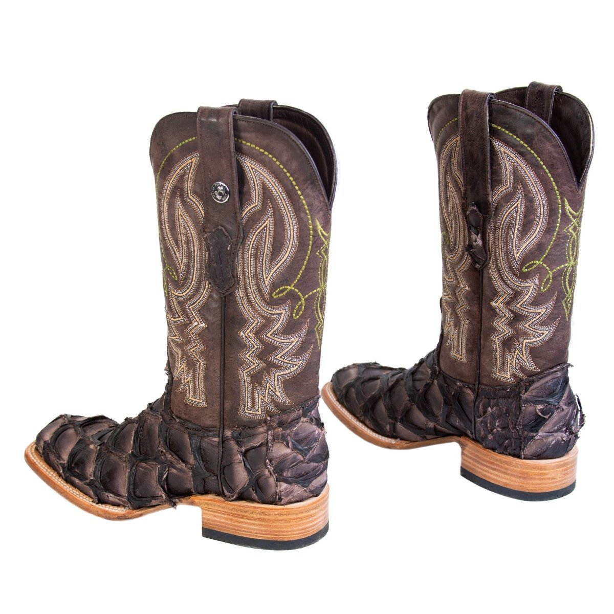 Tanner Mark Men's Genuine Monster Fish Square Toe Boots Chocolate TMX201319 - Tanner Mark Boots