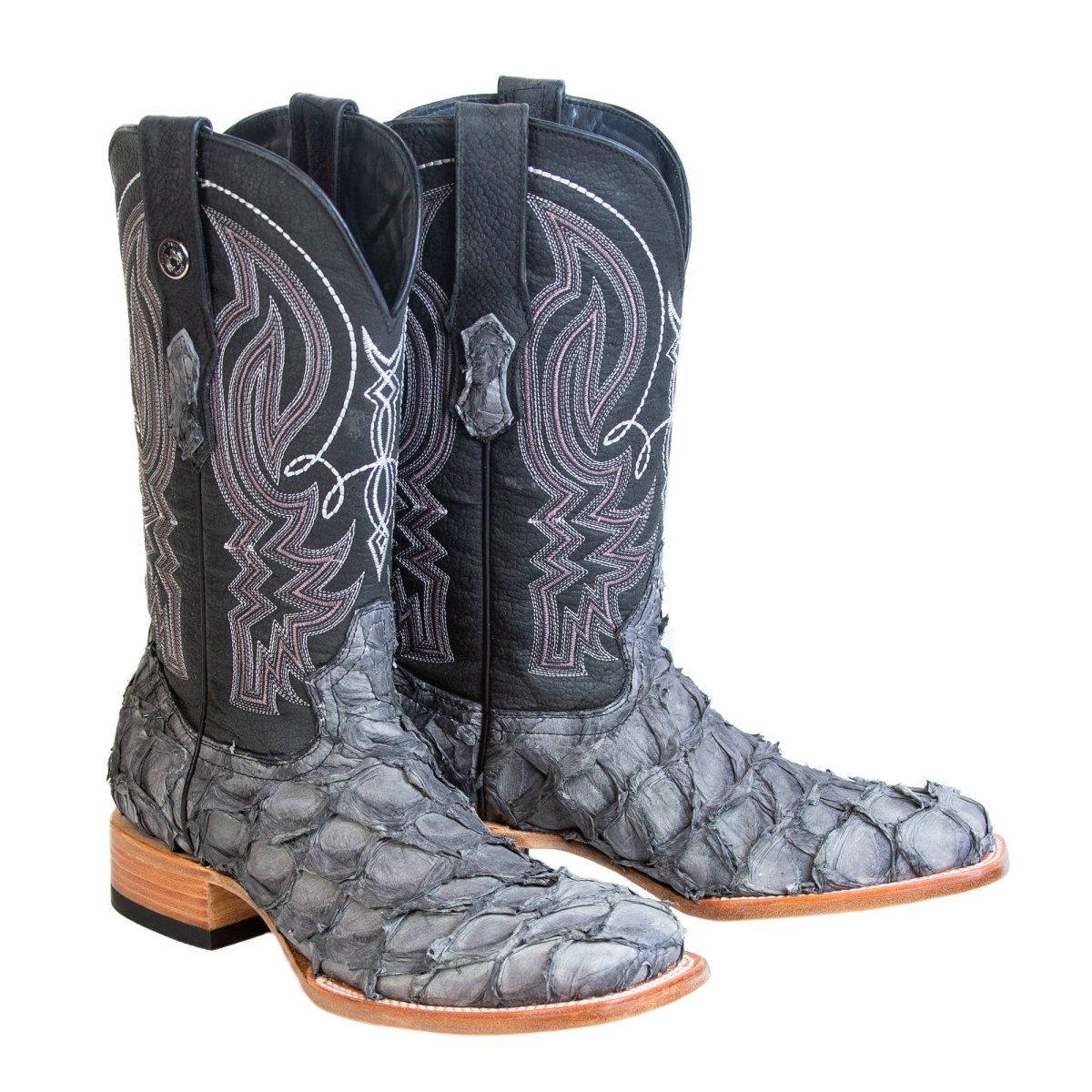 Tanner Mark Men's Genuine Monster Fish Square Toe Boots Grey TMX201333 - Tanner Mark Boots