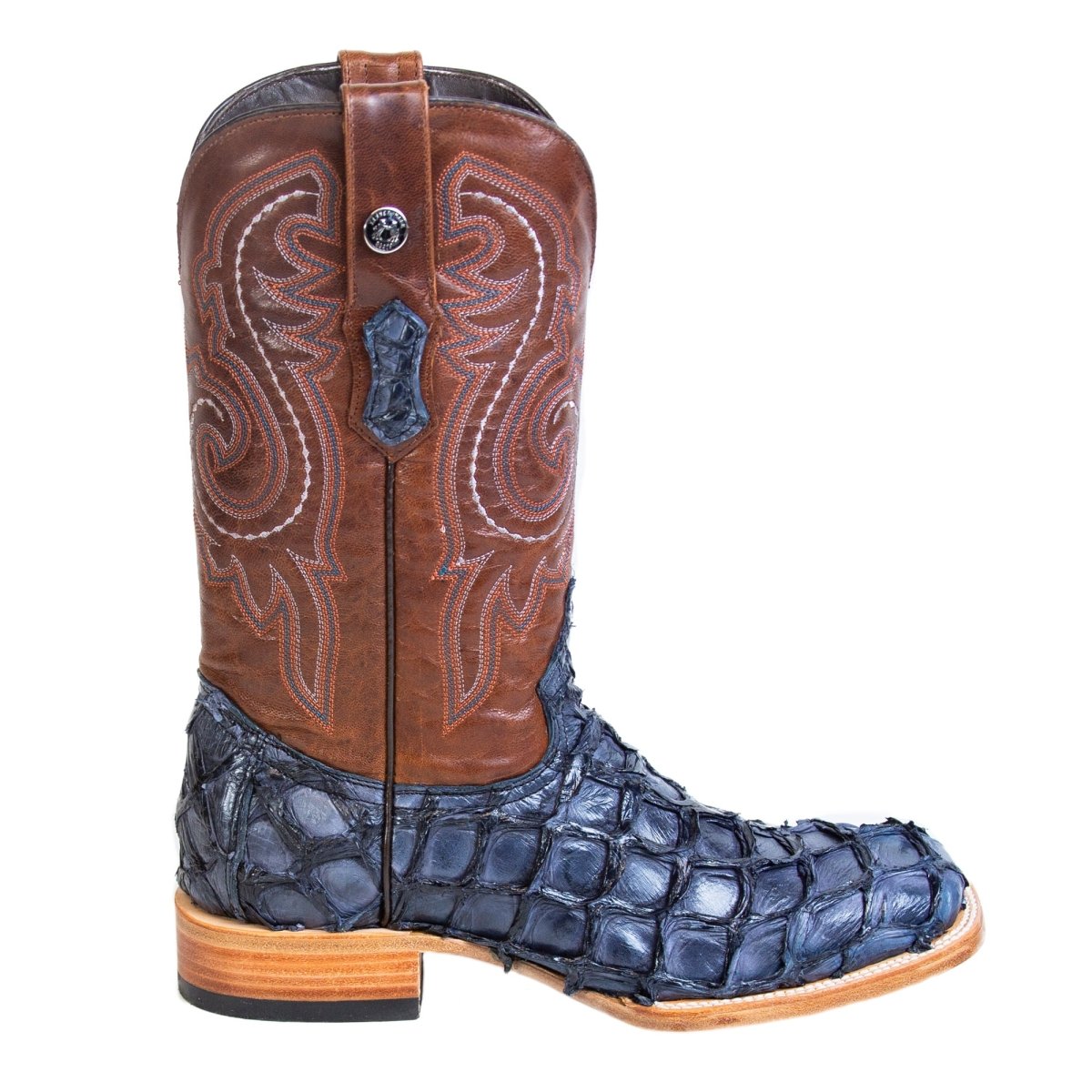 Tanner Mark Men's Genuine Monster Fish Square Toe Boots Navy Blue TMX201336 - Tanner Mark Boots