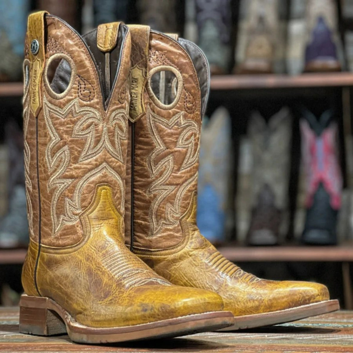 Tanner Mark Men's Gus Square Toe Leather Boots Damiana Tan (Orange) - Tanner Mark Boots