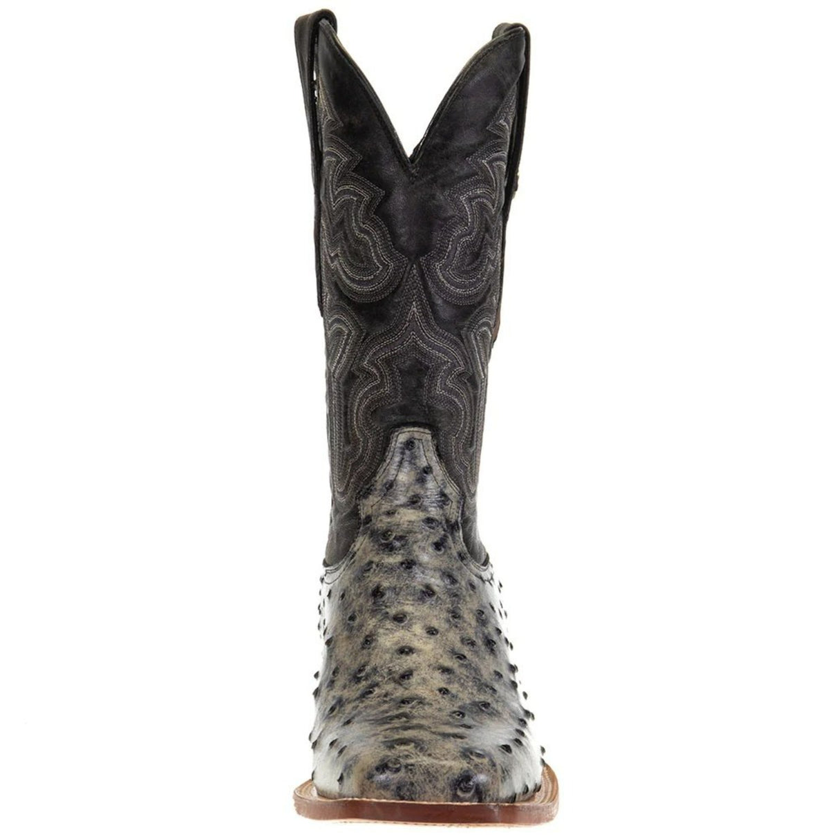 Tanner Mark Men's Guthrie Print Ostrich Square Toe Boots Rustic Black - Tanner Mark Boots