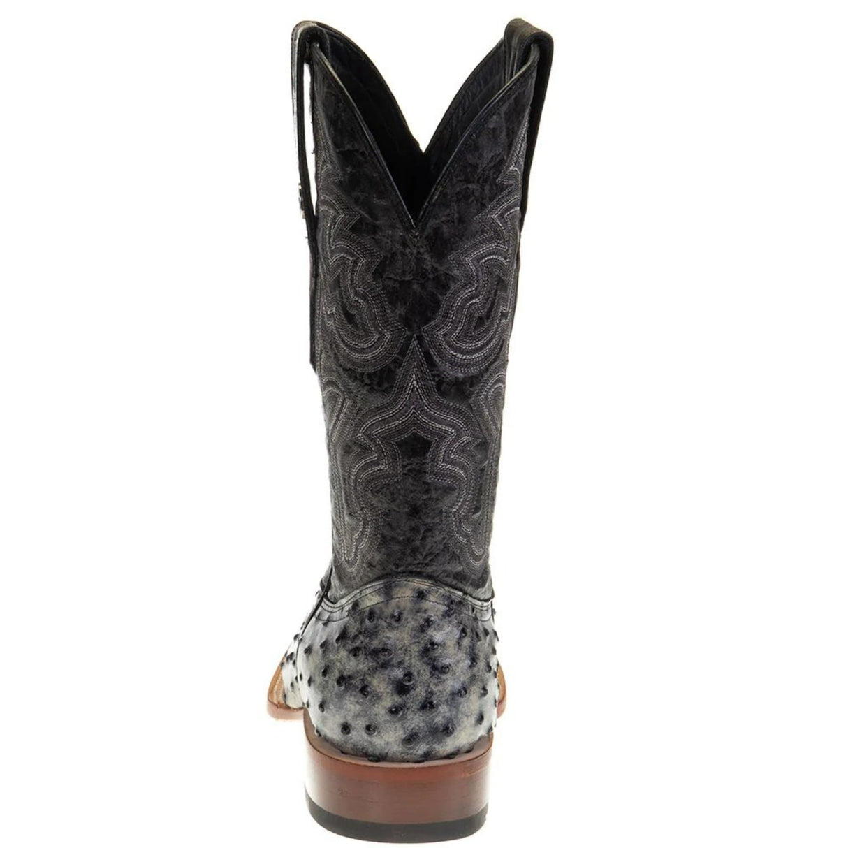 Tanner Mark Men's Guthrie Print Ostrich Square Toe Boots Rustic Black - Tanner Mark Boots