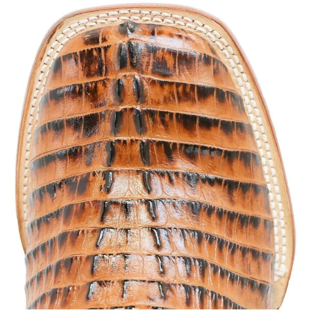 Tanner Mark Men's Hudson Print Caiman Tail Square Toe Boots Cognac - Tanner Mark Boots