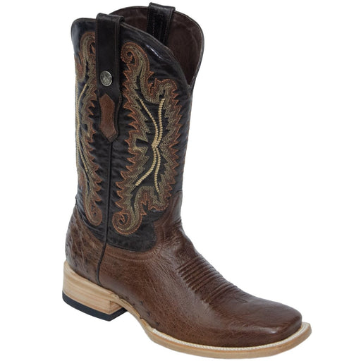 Tanner Mark Men's Poteet Genuine Smooth Ostrich Square Toe Boots Brown - Tanner Mark Boots