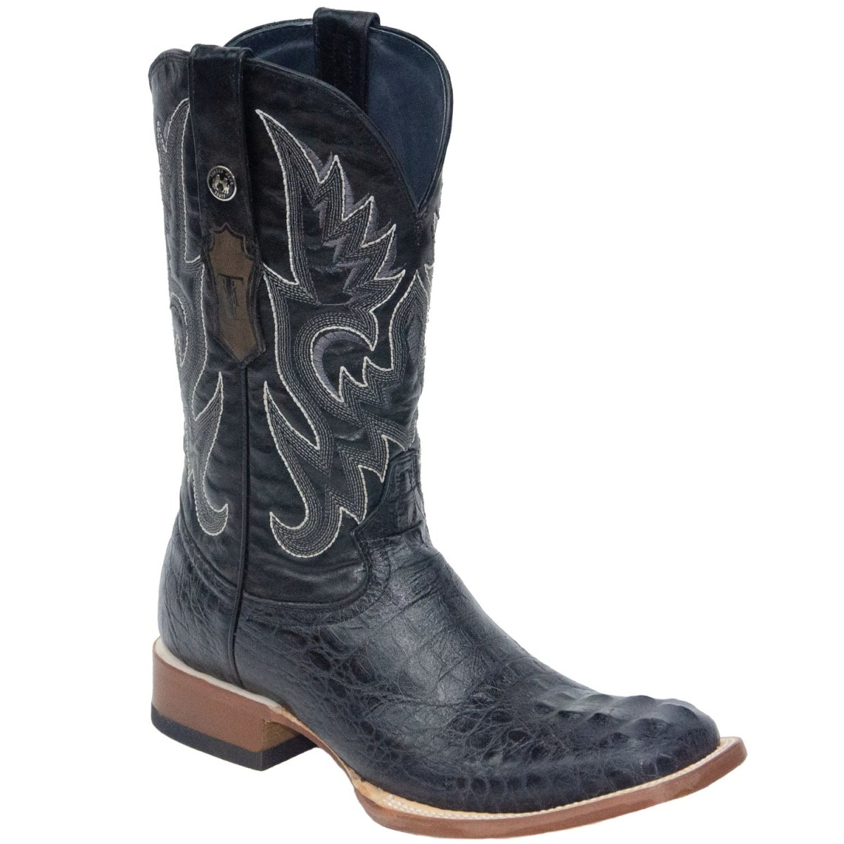 Tanner Mark Men's Print Caiman Hornback Square Toe Boots Black - Tanner Mark Boots