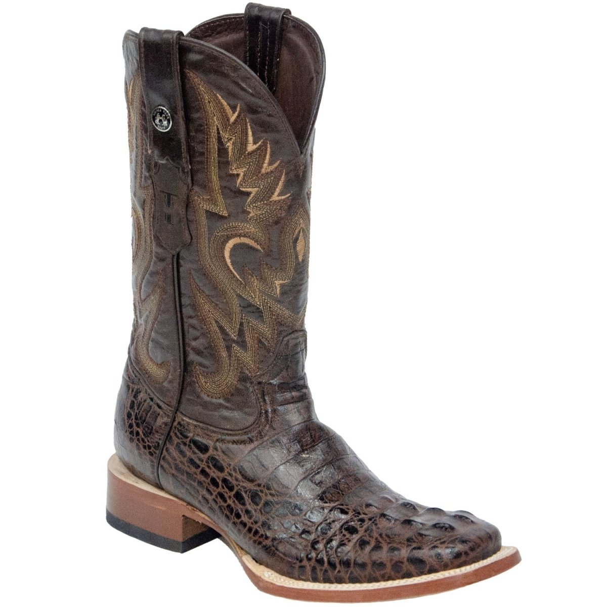 Tanner Mark Men's Print Caiman Hornback Square Toe Boots Brown - Tanner Mark Boots