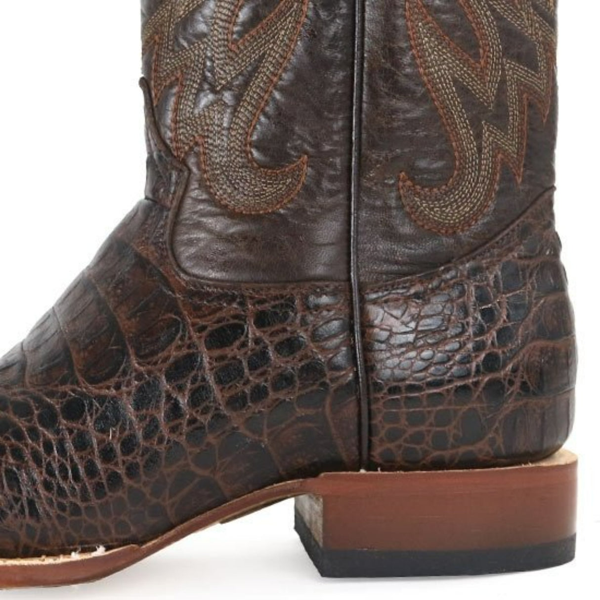 Tanner Mark Men's Print Caiman Hornback Square Toe Boots Brown - Tanner Mark Boots