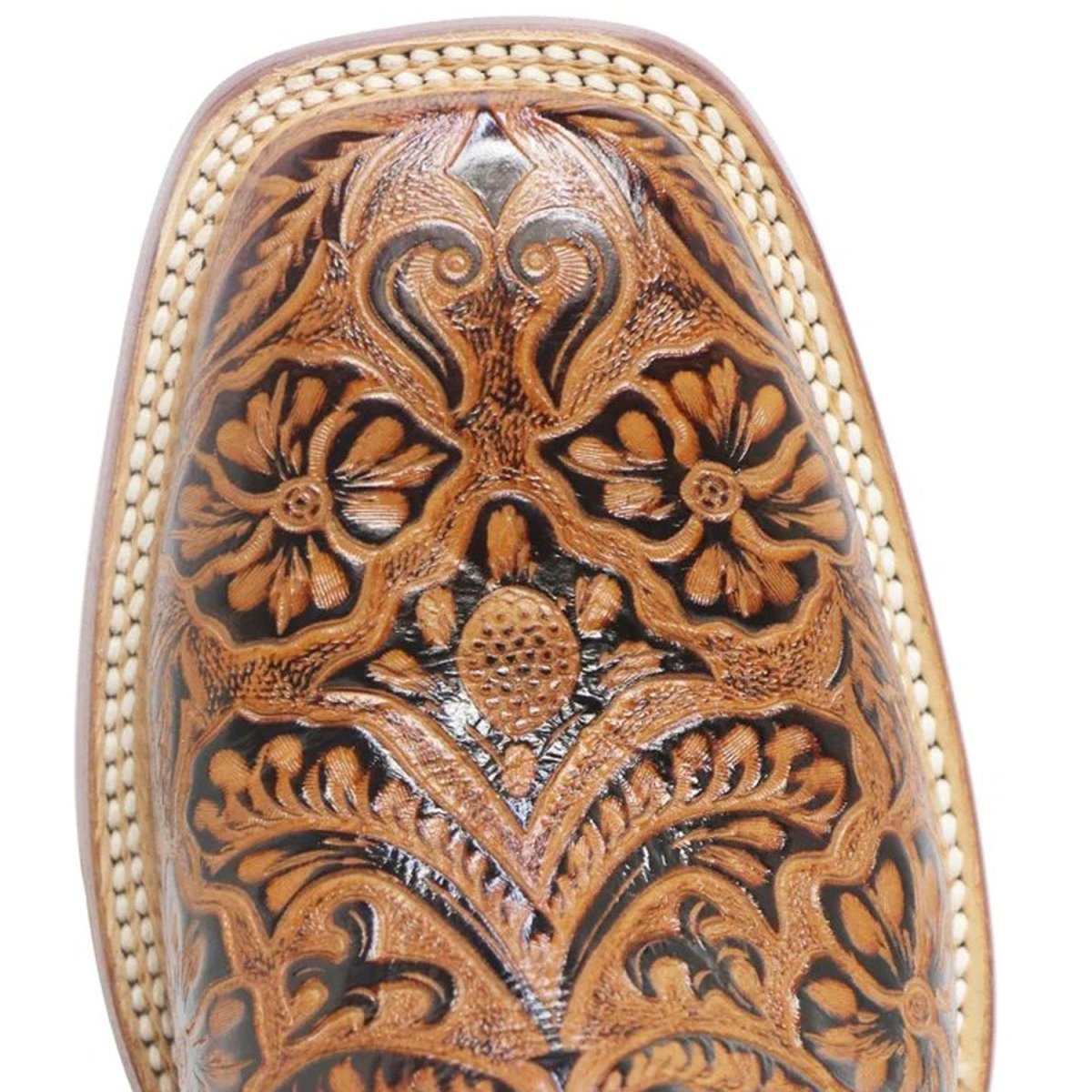 Tanner Mark Men's Sawyer Hand Tooled Square Toe Boots Cognac TM201706 - Tanner Mark Boots