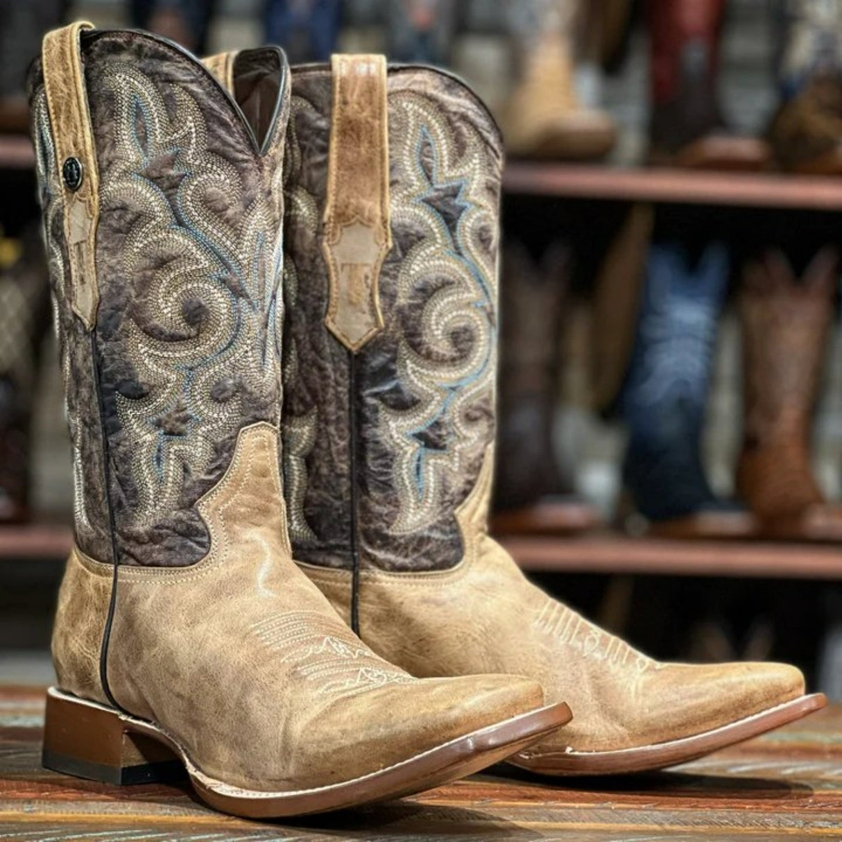 Tanner Mark Men's Square Toe Leather Boots Olden Tan TM207042 - Tanner Mark Boots