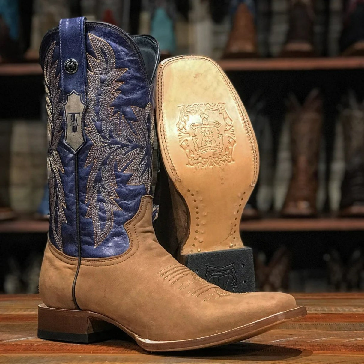 Tanner Mark Men's Trent Square Toe Leather Boots Honey Brown - Tanner Mark Boots