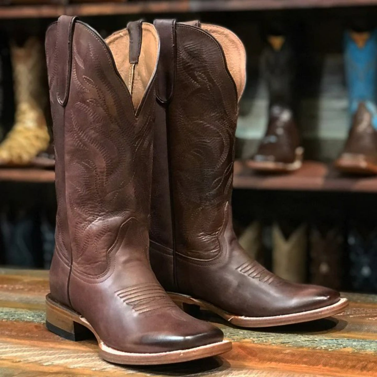 Tanner Mark Women's Cassidy Leather Square Toe Boots Whiskey - Tanner Mark Boots