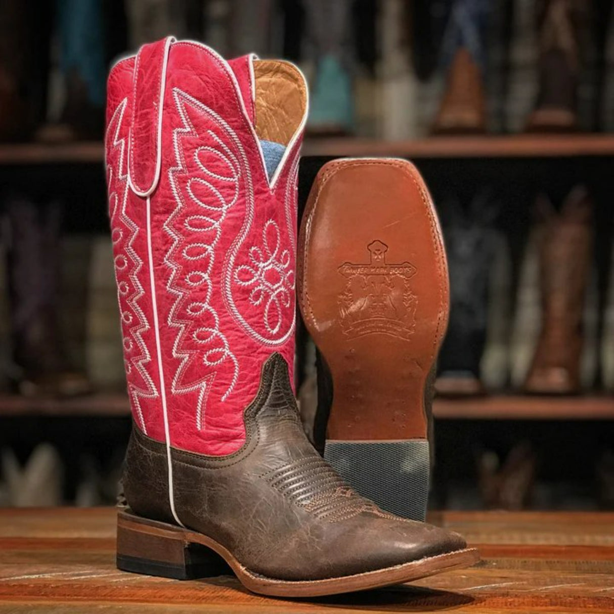 Tanner Mark Women's Emery Square Toe Leather Boots Brown - Tanner Mark Boots