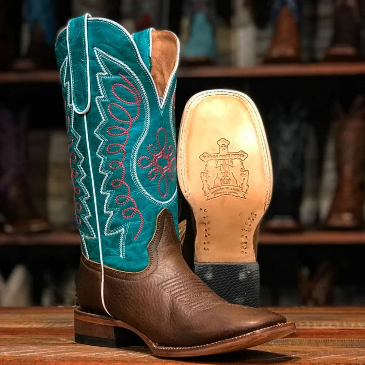 Tanner Mark Women's Jessie Square Toe Leather Boots Honey - Tanner Mark Boots