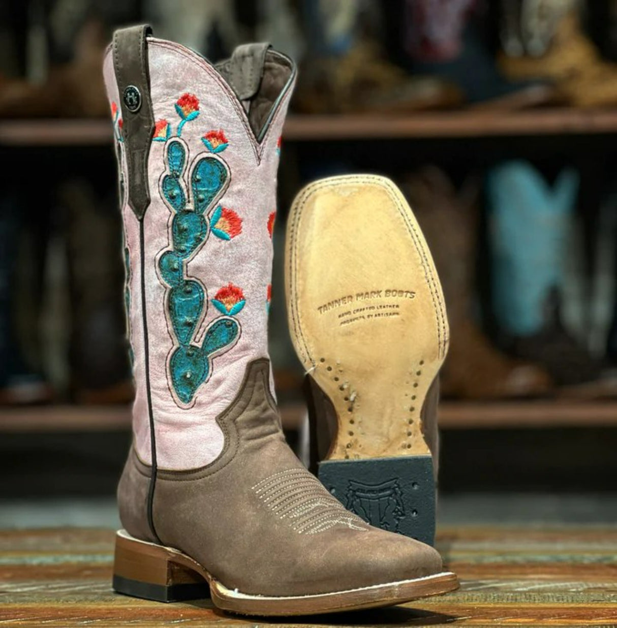 Tanner Mark Women's Leather Square Toe Boots Chocolate - Tanner Mark Boots