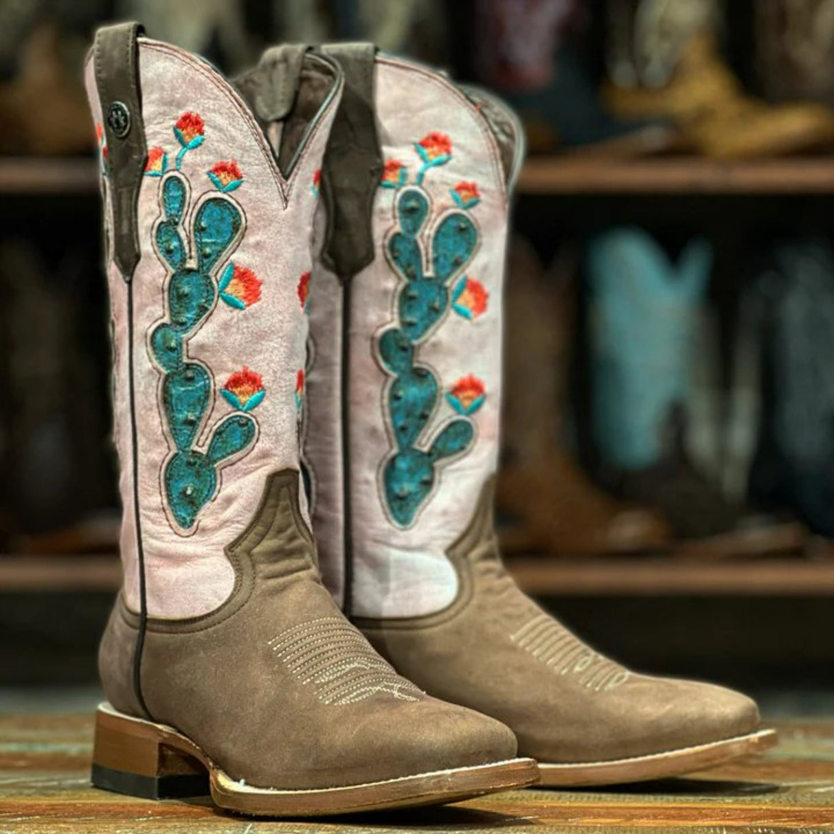 Tanner Mark Women's Leather Square Toe Boots Chocolate - Tanner Mark Boots