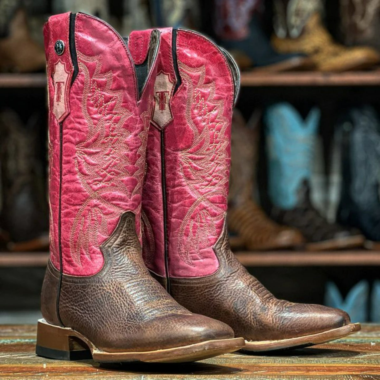 Tanner Mark Women's Leather Square Toe Boots Moka - Tanner Mark Boots