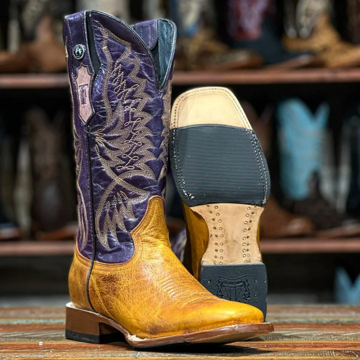 Tanner Mark Women's Leather Square Toe Boots Orange - Tanner Mark Boots