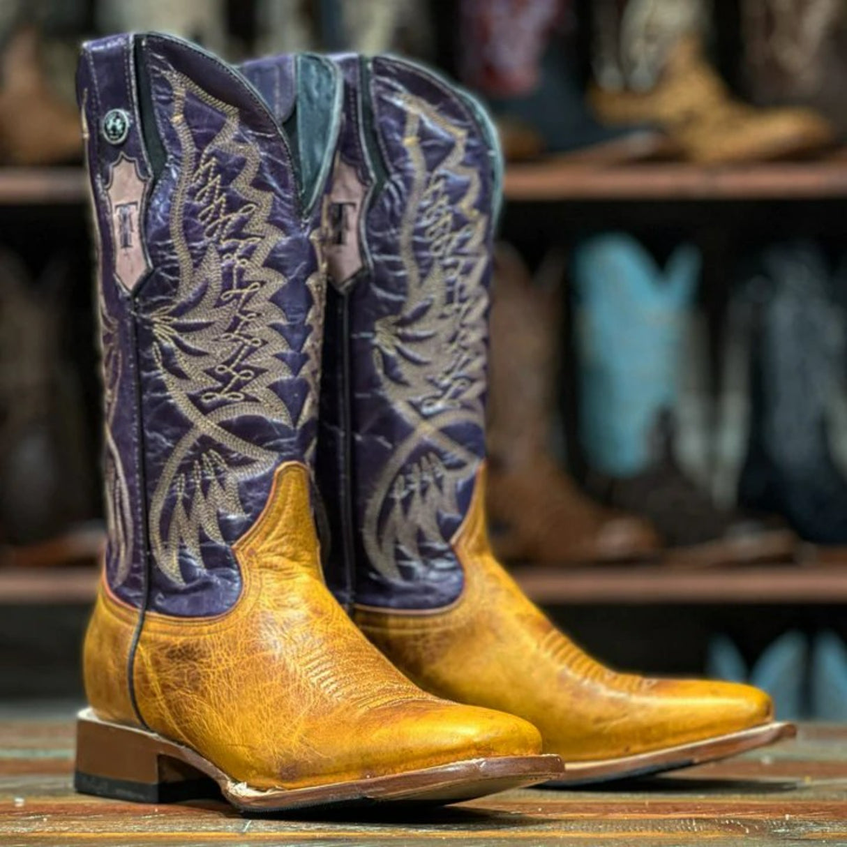 Tanner Mark Women's Leather Square Toe Boots Orange - Tanner Mark Boots