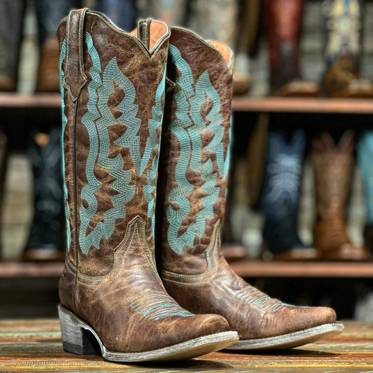 Tanner Mark Women's Mindi Square Toe Leather Boots Brown - Tanner Mark Boots