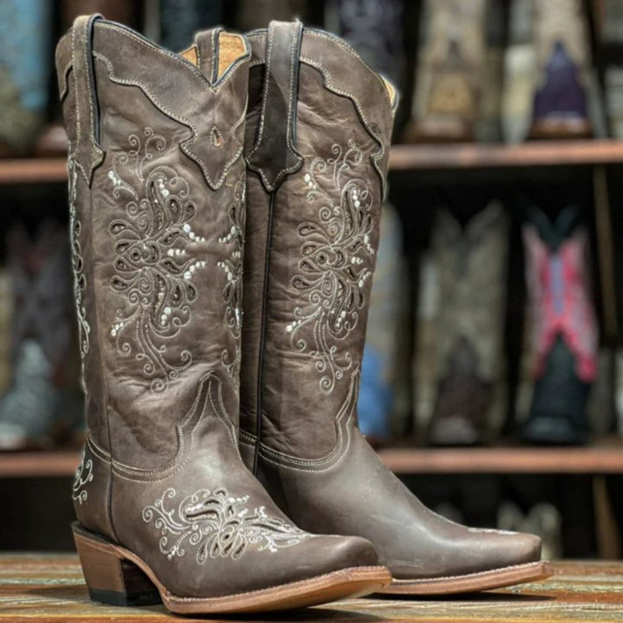 Tanner Mark Women's Pasadena Leather Square Toe Boots Chocolate - Tanner Mark Boots