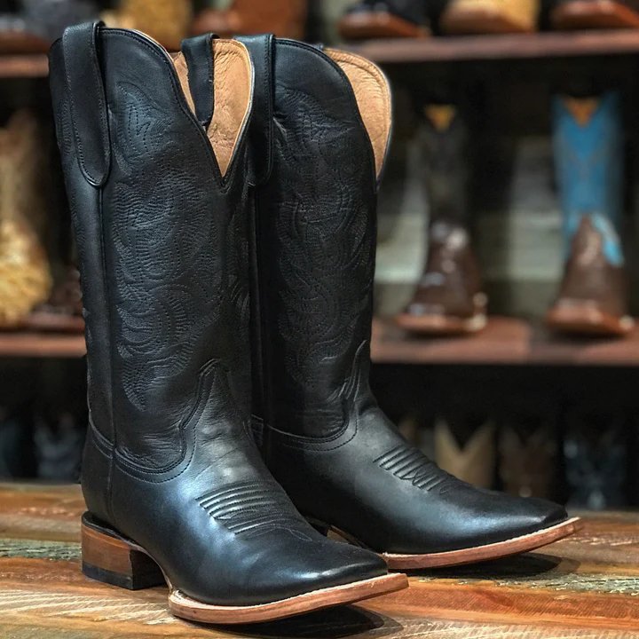 Tanner Mark Women's Raven Leather Square Toe Boots Black - Tanner Mark Boots