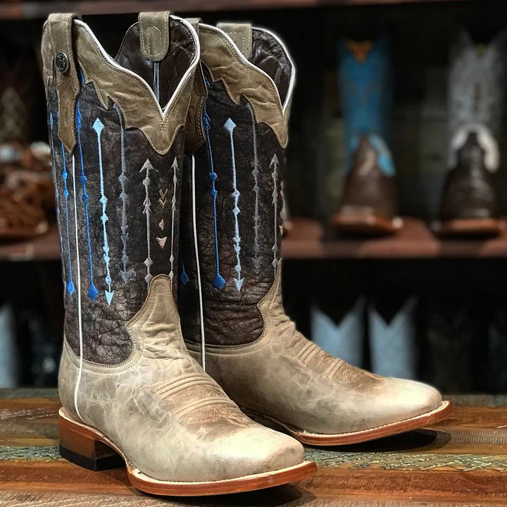 Tanner Mark Women's Sierra Square Toe Leather Boots Bone - Tanner Mark Boots