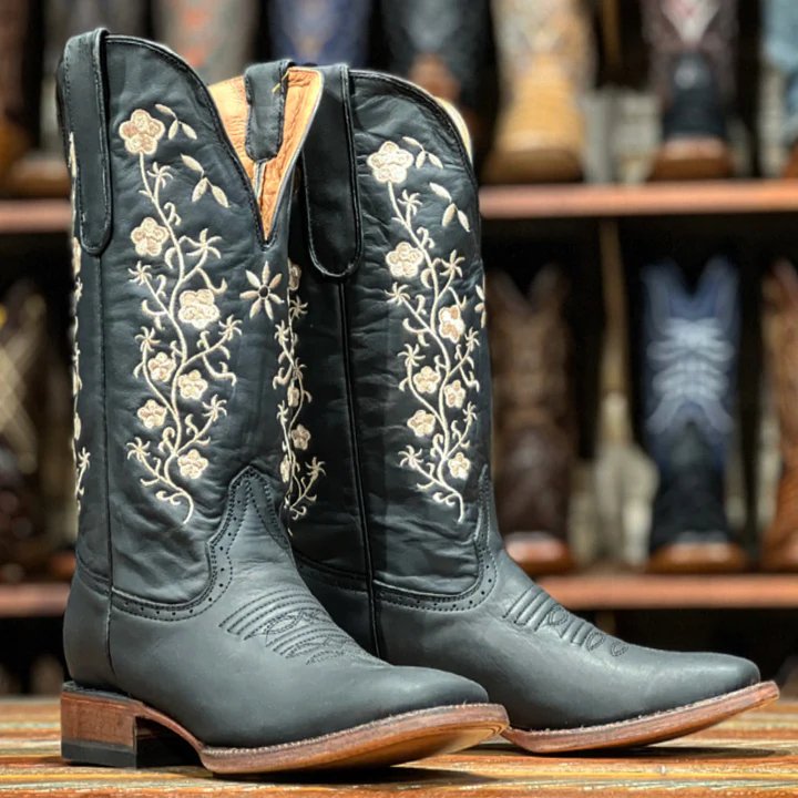 Tanner Mark Women's Square Toe Leather Boots Crazy Black - Tanner Mark Boots