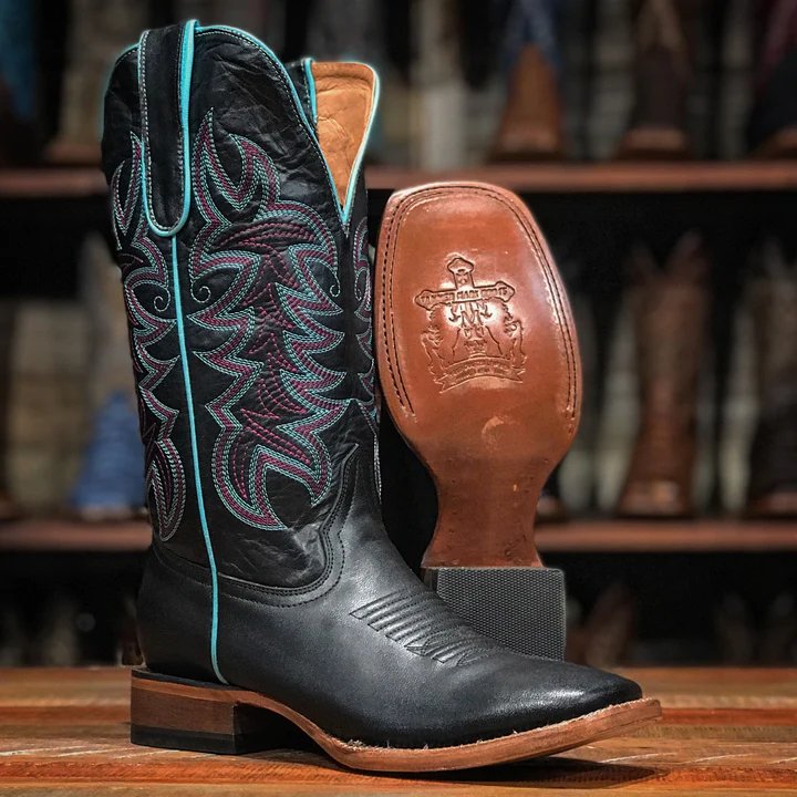 Tanner Mark Women's Tilly Square Toe Leather Boots Black - Tanner Mark Boots