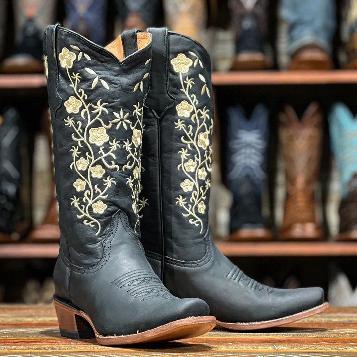 Tanner Mark Women's Turin Blackl Square Toe Leather Boots Black - Tanner Mark Boots