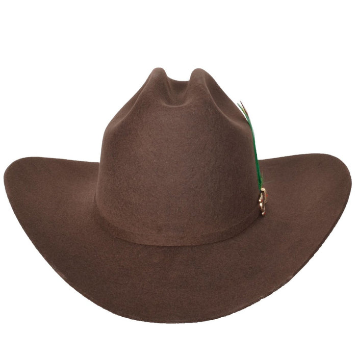 Texana 100X Estilo El Fantasma Color Cafe Chocolate con Plumas - Stone Hats