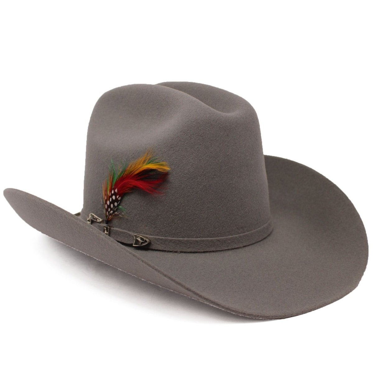 Texana Cuernos Chuecos 6X Estilo Dos Carnales Gris Granito con Plumas - Cuernos Chuecos