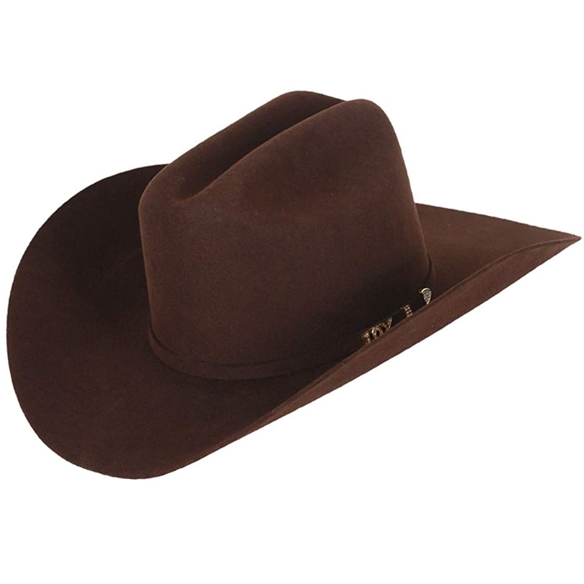 Chocolate Brown Serratelli 10X felt western hat with traditional cattleman crown and premium wool blend