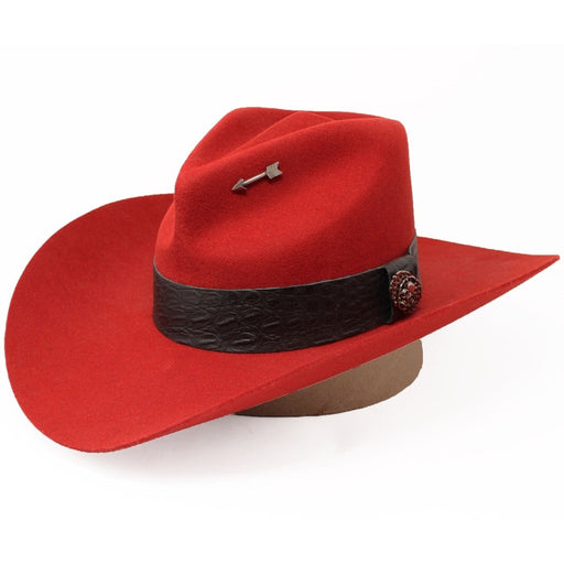 Texana Sombrero Vaquero Unisex 100X Color Rojo - Tombstone