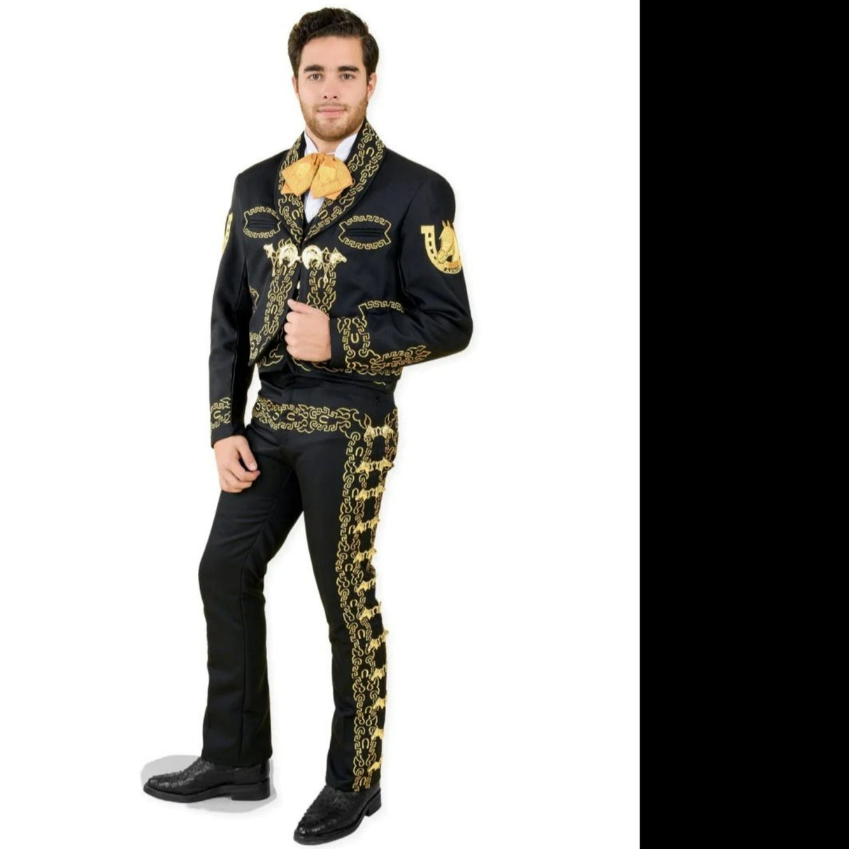 Traje Charro de Gala para Hombre (TODO INCLUIDO) Negro y Oro imp-72176C - Impormexico