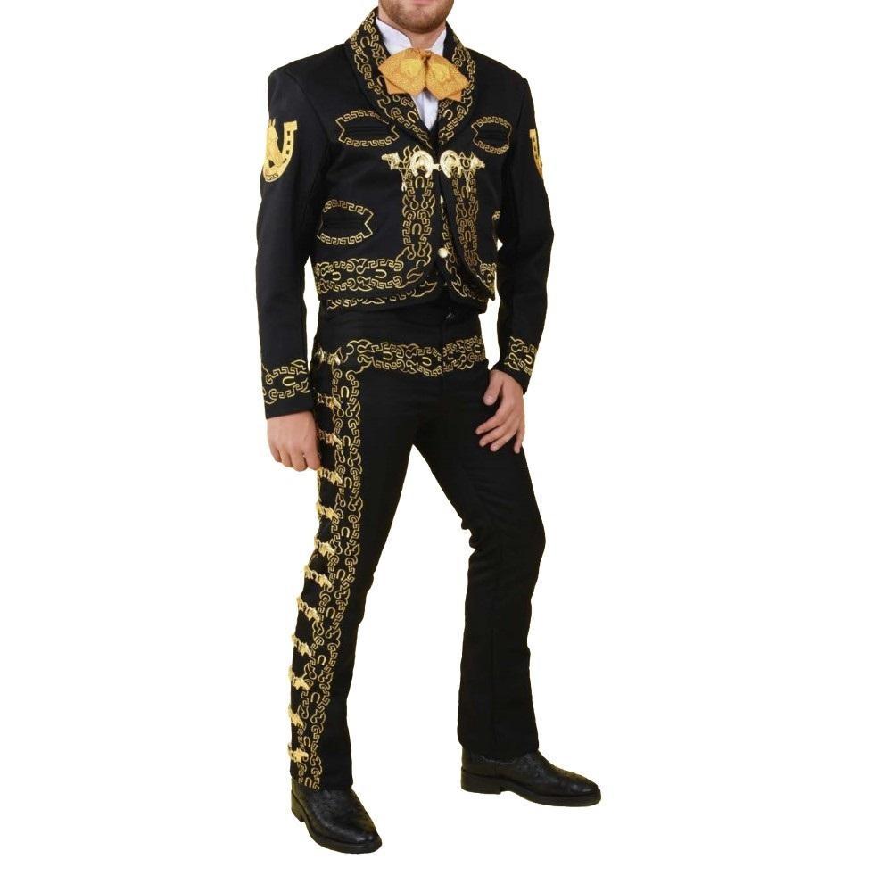 Traje Charro de Gala para Hombre (TODO INCLUIDO) Negro y Oro imp-72176C - Impormexico