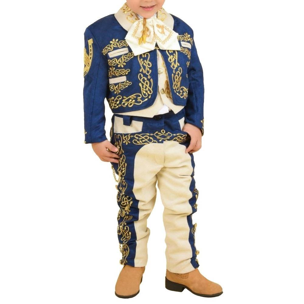 Traje Charro para Niño (TODO INCLUIDO) Azul Marino y Hueso Gamuzina imp-72331 - Impormexico