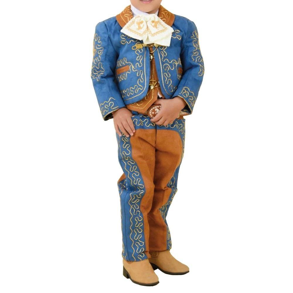 Traje Charro para Niño (TODO INCLUIDO) Azul Royal con Ocre y Oro imp-72326 - Impormexico