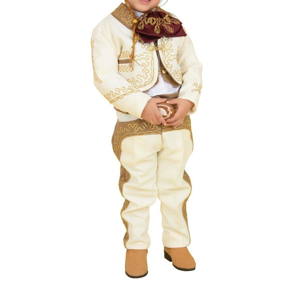 Traje Charro para Niño (TODO INCLUIDO) Hueso con Camel y Oro imp-72317 - Impormexico